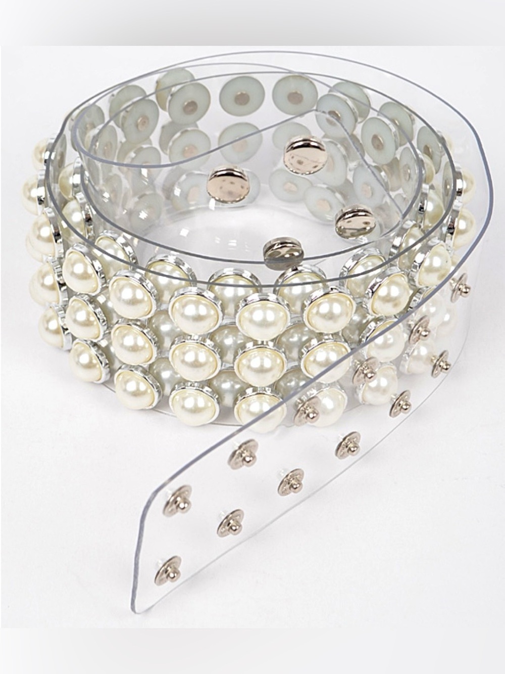 Transparent PVC Pearl Studded Belt NWT
